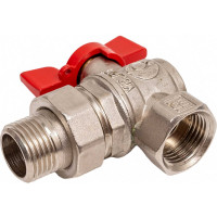 Шаровой кран VALFEX PREMIUM для воды, угловой, с американкой, 1/2" ВР/НР, бабочка VF.269.NB1.012.PREMIUM