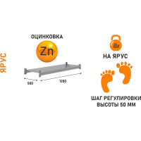 Ярус IRONMEBEL Optimus Pro 1200х500 M-ЯСГР1200500ОЦ3