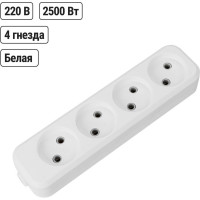 Розеточная колодка TDM ELECTRIC 4 гнезда 2П б/з 10А 250В белая серии Народная SQ1806-0419