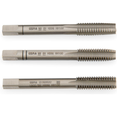 Ручные метчики GSR M8х1,25 HSSG DIN352 6H набор 3 шт для глухих и сквозных отверстий  B00105210
