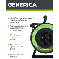 Катушка GENERICA УК30 с т/з 4 места 2P+PE/30м 3x1,5мм2 WKP20-16-04-30-G
