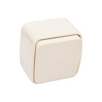 Выключатель слоновая кость 1-клавишный открытой установки TDM ELECTRIC IP20 10А, серия "Дача" Народная SQ1824-0014