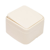 Выключатель слоновая кость 1-клавишный открытой установки TDM ELECTRIC IP20 10А, серия "Дача" Народная SQ1824-0014