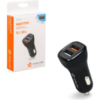 Автомобильный адаптер AIRLINE 2хUSB, QC 3.0 + 2.1 А, 12/24 В AEAK015
