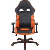 Компьютерное кресло BRABIX Storm GM-006, регулируемые подлокотники, экокожа, черное/оранжевое 532502