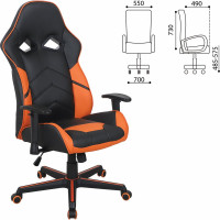 Компьютерное кресло BRABIX Storm GM-006, регулируемые подлокотники, экокожа, черное/оранжевое 532502