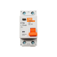 Автоматический выключатель дифференциального тока TDM ELECTRIC 32 2P(1P+N) C16А 10мА 4,5кА тип АС SQ0202-0502