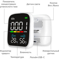 Измеритель концентрации углекислого газа СО2 МЕГЕОН 08050 с функцией термогигрометра к0000036992