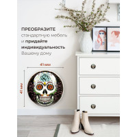 Керамическая ручка для мебели Blumen Haus Череп цвет церный, рисунок цветной 66165