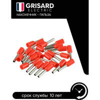 Наконечник-гильза Grisard Electric Е 1,5-08 1,5мм2 с изолированным фланцем красный (100шт) GE (E1508) GRE-014-0032