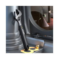 Разводной ключ DELI Home Series Black HT1508 200 мм, Soft Touch рукоять, лазерная гравировка шкалы, эксклюзивный дизайн, подарочная упаковка 104610