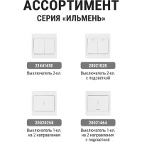 Выключатель одноклавишный с подсветкой TDM ELECTRIC 10А белый "Ильмень" SQ1823-0003