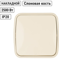Выключатель слоновая кость 1-клавишный открытой установки TDM ELECTRIC IP20 10А, серия "Дача" Народная SQ1824-0014