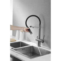 Смеситель для кухни ROSE с подключением к фильтру питьевой воды, оружейная сталь R958T