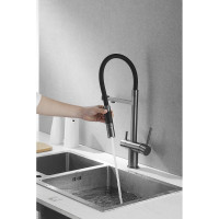 Смеситель для кухни ROSE с подключением к фильтру питьевой воды, оружейная сталь R958T