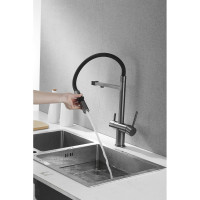 Смеситель для кухни ROSE с подключением к фильтру питьевой воды, оружейная сталь R958T