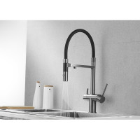 Смеситель для кухни ROSE с подключением к фильтру питьевой воды, оружейная сталь R958T