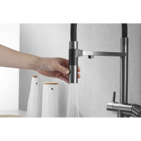 Смеситель для кухни ROSE с подключением к фильтру питьевой воды, оружейная сталь R958T