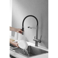 Смеситель для кухни ROSE с подключением к фильтру питьевой воды, оружейная сталь R958T