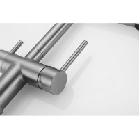 Смеситель для кухни ROSE с подключением к фильтру питьевой воды, оружейная сталь R958T