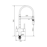 Смеситель для кухни ROSE с подключением к фильтру питьевой воды, оружейная сталь R958T