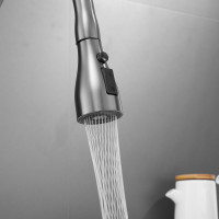 Смеситель для кухни SHEVANIK с выдвижной лейкой душем черный оружейная сталь S163T