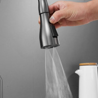 Смеситель для кухни SHEVANIK с выдвижной лейкой душем черный оружейная сталь S163T