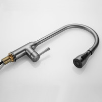 Смеситель для кухни SHEVANIK с выдвижной лейкой душем черный оружейная сталь S163T