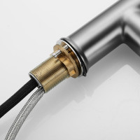 Смеситель для кухни SHEVANIK с выдвижной лейкой душем черный оружейная сталь S163T