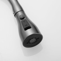 Смеситель для кухни SHEVANIK с выдвижной лейкой душем черный оружейная сталь S163T