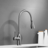 Смеситель для кухни SHEVANIK с выдвижной лейкой душем черный оружейная сталь S163T