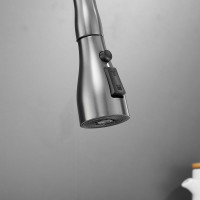 Смеситель для кухни SHEVANIK с выдвижной лейкой душем черный оружейная сталь S163T