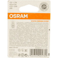 Автолампа W1.2W W2 4.6d 2 штуки 12В 1.10 2721-02B 2721-2BL Osram 752058