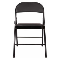 Складной стул для дома и офиса BRABIX Golf Plus CF-003 Комфорт черный каркас, кожзам черный, 531566