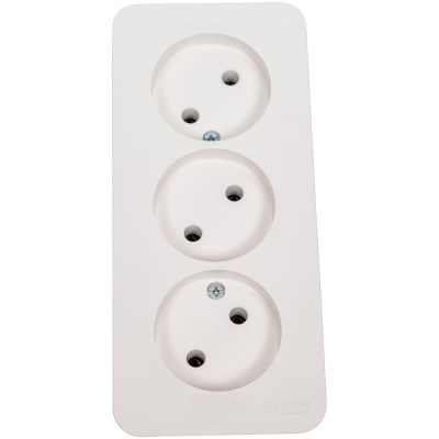 3-ая розетка Systeme Electric BLANCA открытой установки, без заземления, без шторок, молочный BLNRA000312