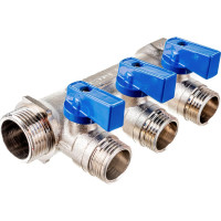 Коллектор СТМ 3 выхода, шаровой кран, наружная резьба, 3/4х1/2 C3MB3412