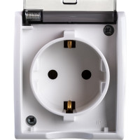Розетка Simon с заз. Schuko, с крышкой, IP54, 16А 250В, S15 Aqua, белый 1594445-030