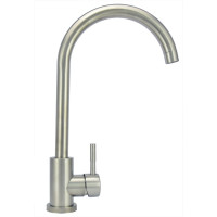 Cмеситель для мойки Juguni Luxe одноручный, из нержавеющей стали, с литым изливом, картридж 35 мм 0402.454