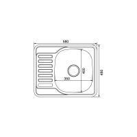 Врезная мойка mixline 48х58х18 см, 0.8, правый выпуск 3 1/2, с сифоном, декор 532309