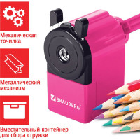 Механическая точилка BRAUBERG JET металлический механизм, розовый корпус 229568