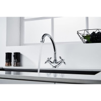 Двуручный смеситель для умывальника Decoroom с повортным изливом DR53012