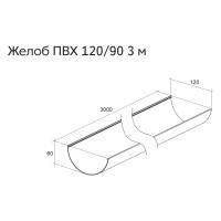 Английский желоб GrandLine ПВХ, 3 м, белый RAL 9003 172967