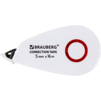 Корректирующая лента BRAUBERG SUPER, 5ммх16м, корпус белый, блистер 229061