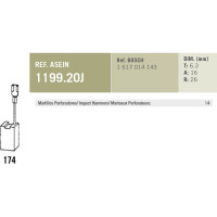 Комплект графитовых щеток 2 шт аналог BOSCH OEM 1617014143/AS Asein 1199.20J