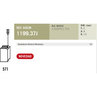 Комплект графитовых щеток 2 шт аналог BOSCH OEM 1619P11715/AS Asein 1199.37J