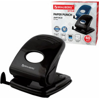 Дырокол BRAUBERG металлический Style, до 40л, черный, 220947