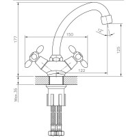 Двуручный смеситель для умывальника Decoroom с повортным изливом DR53012