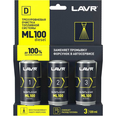LAVR Трехуровневая очистка топливной системы ML100 Diesel, 120 мл Ln2138