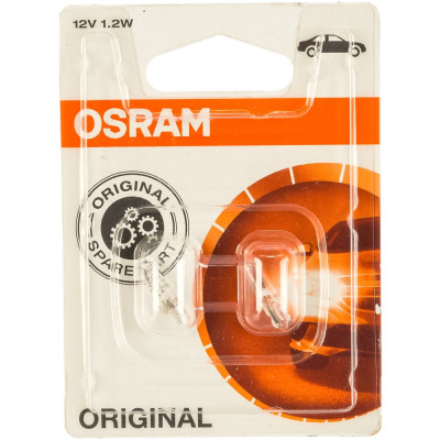 OSRAM Автолампа W1.2W W2 4.6d , 2шт 12V ,1,10 2721-02B