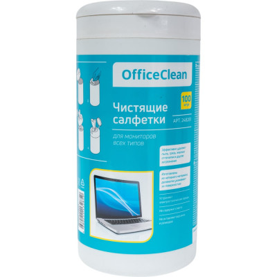 OfficeClean Салфетки чистящие влажные для мониторов всех типов в тубе 100 248261